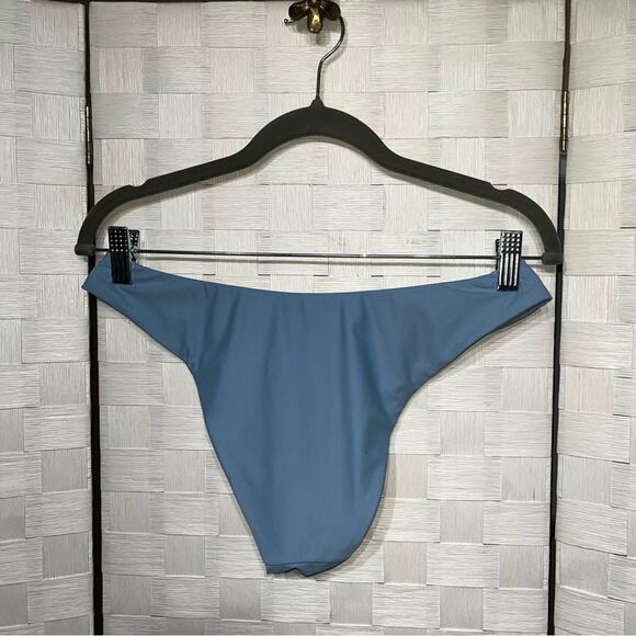 J. Crew Women's Cheeky Bikini Swim Bottom Size S Light Blue Curved Waist Mid UPF - Picture 2 of 12